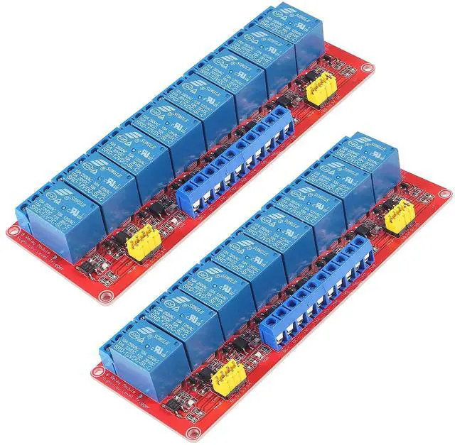Main image of KEHIPI 2PCS 12V Relay Module With Optocoupler Isolation - High and Low Level Trigger - Red Board (8 Channel)