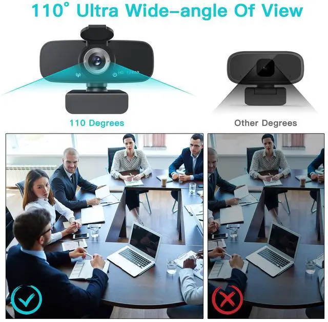 Alt view image 3 of 7 - KEHIPI 1080P HD Webcam with Microphone for Desktop, USB Computer Camera with Web Cam Cover&Web Camera Stand, 110-degree Wide Angle Streaming Webcam for PC Zoom/Video Calling/Gaming/Conferencing