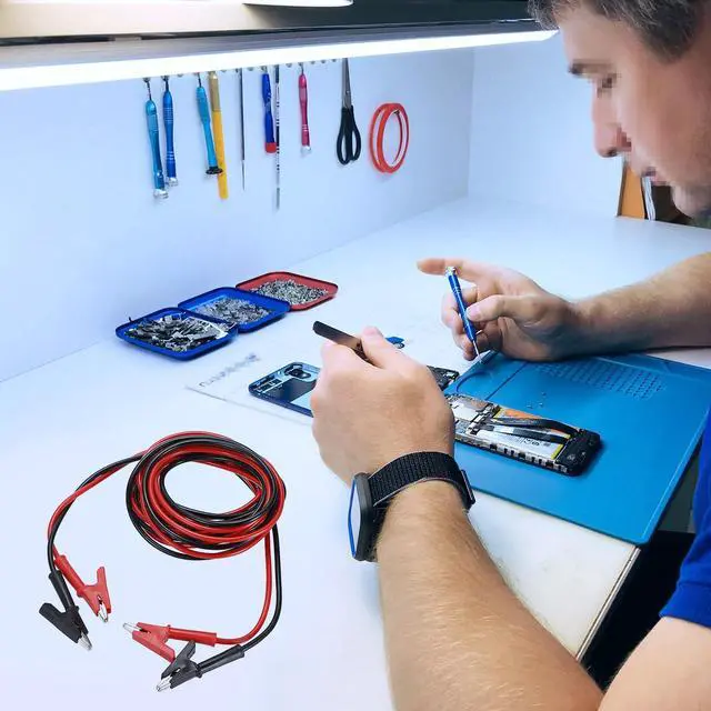 Alt view image 6 of 7 - KEHIPI Dual Ended Crocodile Alligator Clips, 15A Test Lead Wire Cable with Insulators Clips, 2Pcs 9.8 Ft/3M Test Flexible Cable with Protective Jack Copper Clamps for Electrical Testing