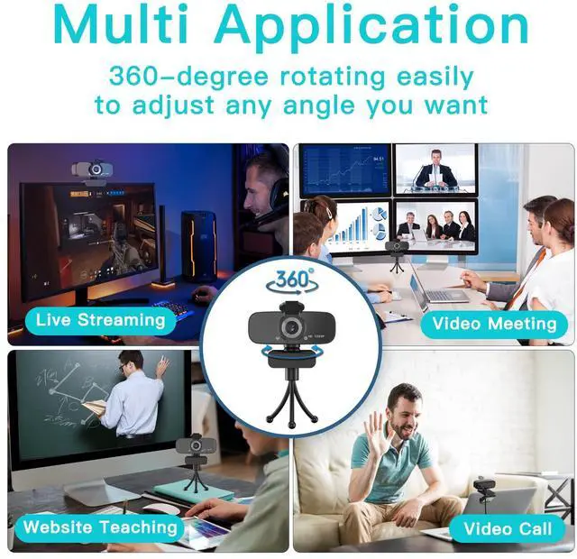 Alt view image 6 of 7 - KEHIPI 1080P HD Webcam with Microphone for Desktop, USB Computer Camera with Web Cam Cover&Web Camera Stand, 110-degree Wide Angle Streaming Webcam for PC Zoom/Video Calling/Gaming/Conferencing