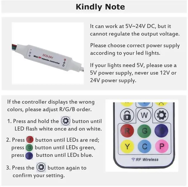 Alt view image 6 of 7 - KEHIPI WS2812B WS2811 Addressable LED Controller RF Remote Wireless Mini Controller 5~24V DC for WS2812 WS2811 Dream Color Rainbow RGB LED Pixel Strip Panel Light, 3pin JST Connector 200 Color Modes