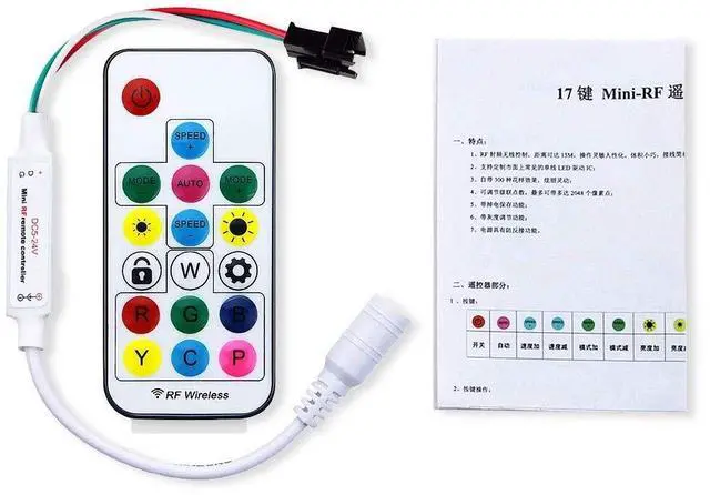 Alt view image 7 of 7 - KEHIPI WS2812B WS2811 Addressable LED Controller RF Remote Wireless Mini Controller 5~24V DC for WS2812 WS2811 Dream Color Rainbow RGB LED Pixel Strip Panel Light, 3pin JST Connector 200 Color Modes