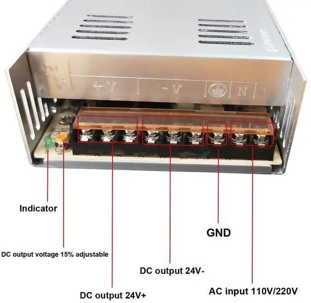 Alt view image 3 of 4 - KEHIPI AC 110V/220V to DC 24V 15A 360W Universal Regulated Switching Power Supply Adapter Transformer Driver Converter for LED Strip Light, Security Camera System, Computer Project