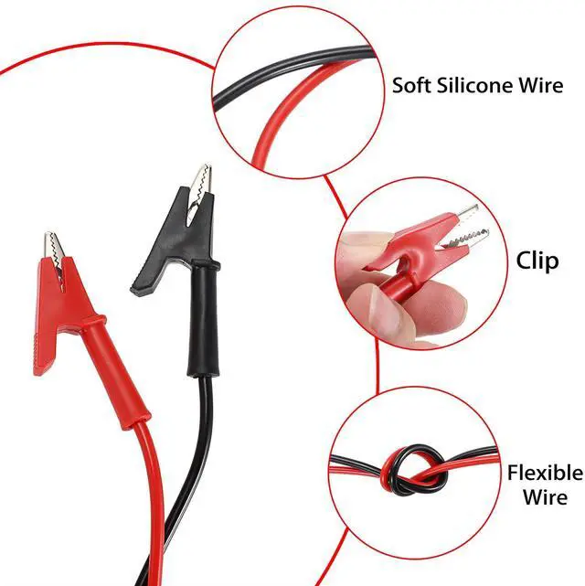 Alt view image 5 of 7 - KEHIPI Dual Ended Crocodile Alligator Clips, 15A Test Lead Wire Cable with Insulators Clips, 2Pcs 6.6 Ft/2M Test Flexible Cable with Protective Jack Copper Clamps for Electrical Testing