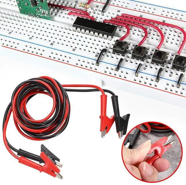 Alt view image 3 of 7 - KEHIPI Dual Ended Crocodile Alligator Clips, 15A Test Lead Wire Cable with Insulators Clips, 2Pcs 6.6 Ft/2M Test Flexible Cable with Protective Jack Copper Clamps for Electrical Testing