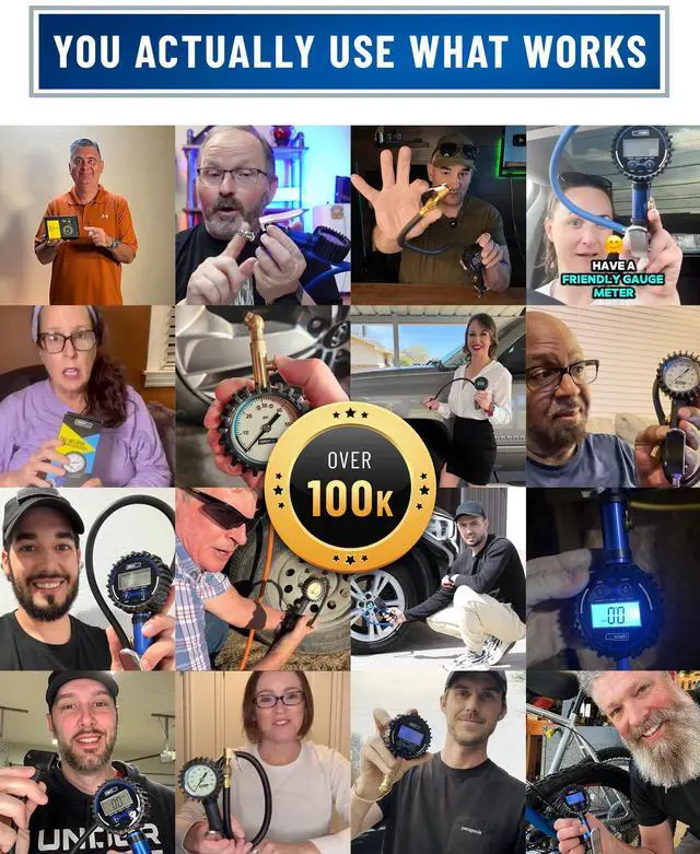 Alt view image 6 of 7 - KEHIPI Tire Inflator with Pressure Gauge and Longer Hose - Most Accurate, Heavy Duty Air Chuck with Gauge for Air Compressor Tire Inflator Attachment - 100PSI