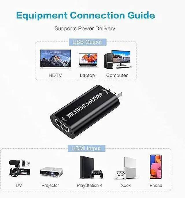 Alt view image 2 of 7 - 4K HDMI Video Capture Card, Cam Link Card, HDMI to USB 2.0 Game Audio Adapter, Record Capture Device for Streaming, Teaching, Gaming, Live Broadcasting, Video Conference