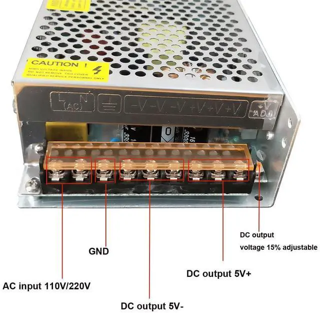 Alt view image 3 of 4 - KEHIPI AC 110V/220V to DC 5V 40A 200W Universal Regulated Switching Power Supply Adapter Transformer Driver Converter for LED Strip Light, Security Camera System, Computer Project