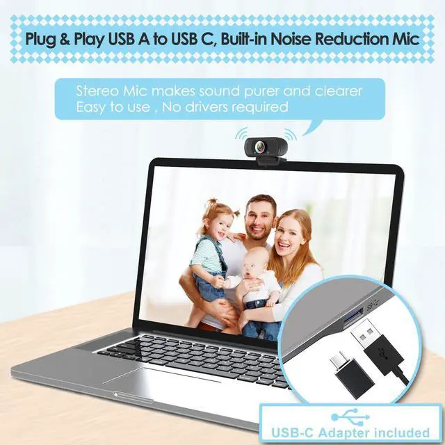 Alt view image 4 of 7 - KEHIPI USB C Webcam for Switch 2 / PC: 1080P HD Web Cam with Mic,Computer Camera with Privacy Cover & Tripod Stand for MAC Desktop Laptop, Wide Angle Webcam Pro Streaming Web Camera for Skype/Teams