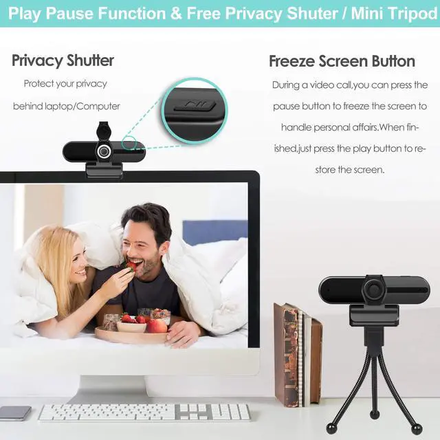 Alt view image 5 of 7 - KEHIPI UHD 4K Webcam with Microphone: 8MP USB Computer Web Camera with Privacy Shutter and Tripod, External Webcam Pro Streaming Webcams PC Cam w/Mic Noise Reduction for Winsdows Mac OS Desktop Laptop