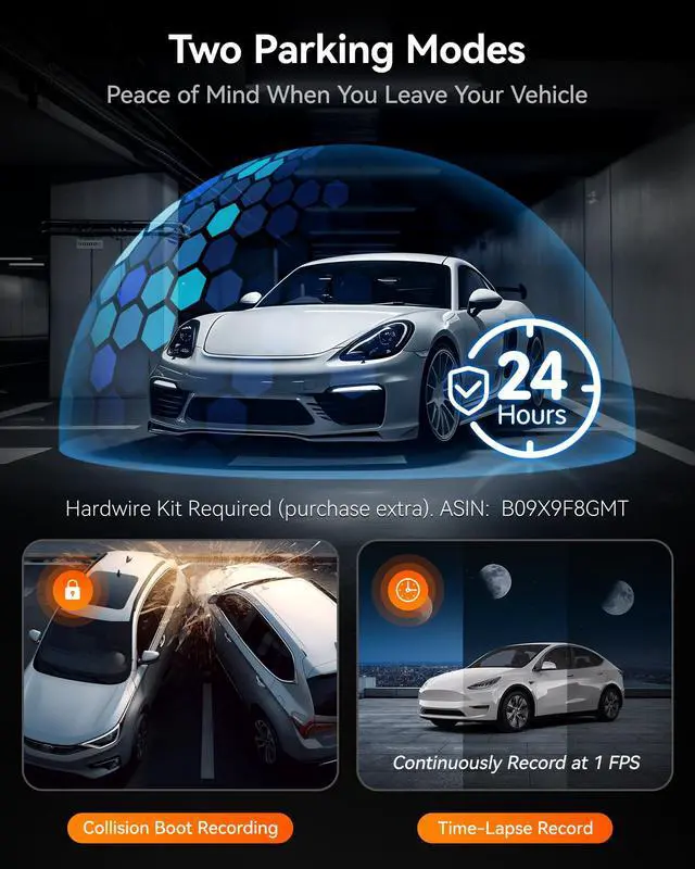 Alt view image 5 of 7 - KEHIPI i07 3 Channel Dash Cam Built-in WiFi GPS, 4K Dash Camera Front and Inside, 1440P+1080P+1080P Triple Car Camera with 3" LCD Screen, 32GB Card Included, IR Night Vision, 24H Parking Mode