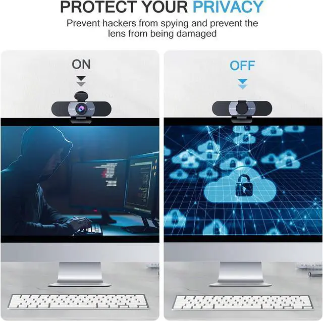 Alt view image 4 of 7 - KEHIPI 1080P HD Webcam C960 Web Camera with Microphone, 90° FOV PC Camera w/2 Noise-canceling Mics & Privacy Cover, Plug & Play USB Webcam for Video Calling, Zoom/Skype/Facetime, PC/Mac/Laptop - Grey