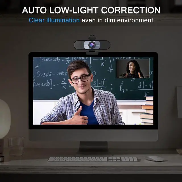 Alt view image 5 of 7 - KEHIPI 1080P HD Webcam C960 Web Camera with Microphone, 90° FOV PC Camera w/2 Noise-canceling Mics & Privacy Cover, Plug & Play USB Webcam for Video Calling, Zoom/Skype/Facetime, PC/Mac/Laptop - Grey