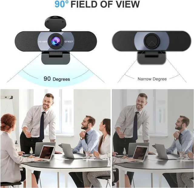 Alt view image 6 of 7 - KEHIPI 1080P HD Webcam C960 Web Camera with Microphone, 90° FOV PC Camera w/2 Noise-canceling Mics & Privacy Cover, Plug & Play USB Webcam for Video Calling, Zoom/Skype/Facetime, PC/Mac/Laptop - Grey