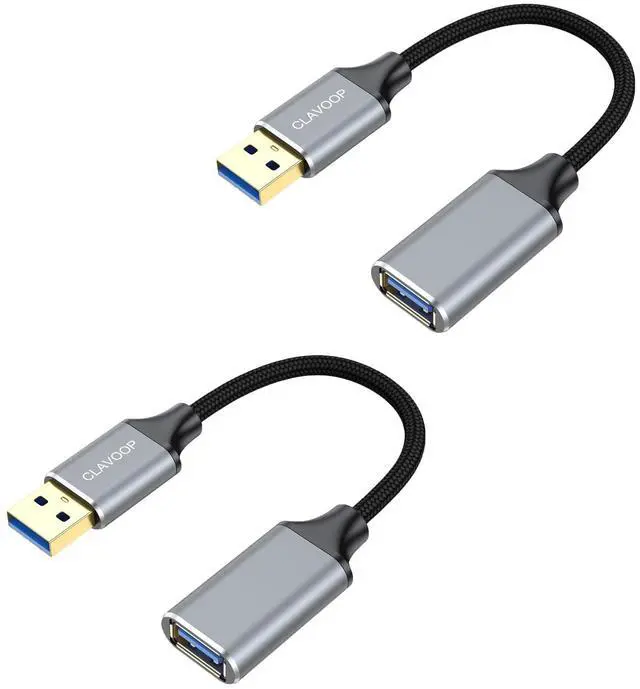 Main image of KEHIPI Short USB Extension Cable 6 inch 2 Pack, USB A 3.0 Extender Male to Female Cord Braided Compatible with Flash Drive, Printer, Camera, Mouse, Keyboard, Headset, Phone