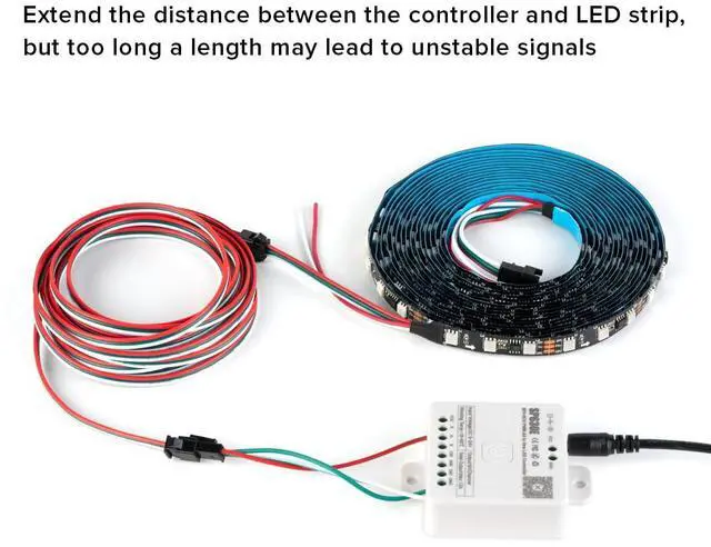 Alt view image 2 of 7 - KEHIPI 5 Pcs/Pack 20AWG 3 Pin JST SM Male Female Plug LED Connector 6.56FT/2m Extension Cable for WS2812B WS2811 WS2814 SK6812 FCOB RGB CCT LED Strip Lights Solderless Controller Wire