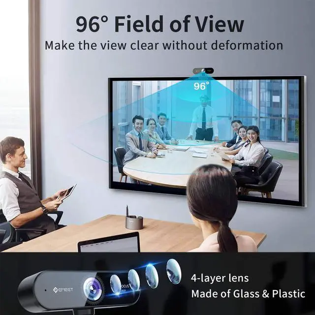 Alt view image 5 of 7 - KEHIPI 1080P Webcam with Microphone, Nova AutoFocus HD Webcam,96°View Web Camera w/ 2 De-Noise Mics for Laptop/Desktop, Plug & Play USB Streaming Computer Camera for Conference/Calling/Teaching/Gaming