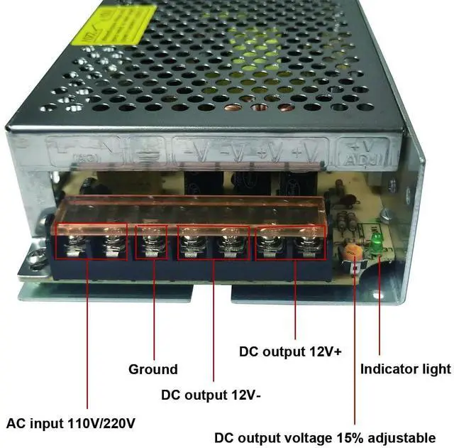 Alt view image 3 of 4 - KEHIPI AC 110V/220V to DC 12V 15A 180W Universal Regulated Switching Power Supply Adapter Transformer Driver Converter for LED Strip Light, CCTV Camera System, Computer Project