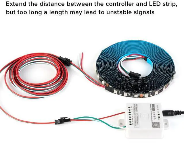 Alt view image 2 of 7 - KEHIPI 5 Pcs/Pack 20AWG 3 Pin JST SM Male Female Plug LED Connector 3.28FT/1m Extension Cable for WS2812B WS2811 WS2814 SK6812 FCOB RGB CCT LED Strip Lights Solderless Controller Wire