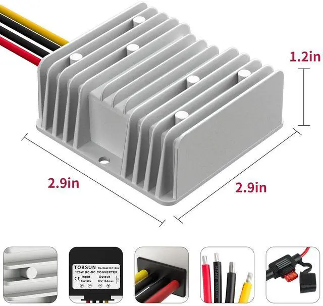 Alt view image 5 of 7 - KEHIPI 10A 120W DC 36V/48V to 12V Voltage Converter with Fuse Step Down Regulator Buck Reducer Power Converter Waterproof Transformer for Golf Cart