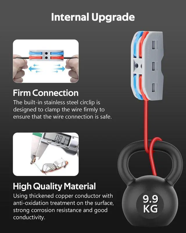 Alt view image 2 of 7 - KEHIPI 50pcs Electrical Connectors Push in Lever Nuts Quick Connect 2 Wire Splice Kit Compact Inline Terminals for Wire Splicing Project, 28-12 AWG, 2 in 2 Out