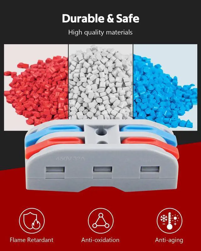 Alt view image 5 of 7 - KEHIPI 50pcs Electrical Connectors Push in Lever Nuts Quick Connect 2 Wire Splice Kit Compact Inline Terminals for Wire Splicing Project, 28-12 AWG, 2 in 2 Out