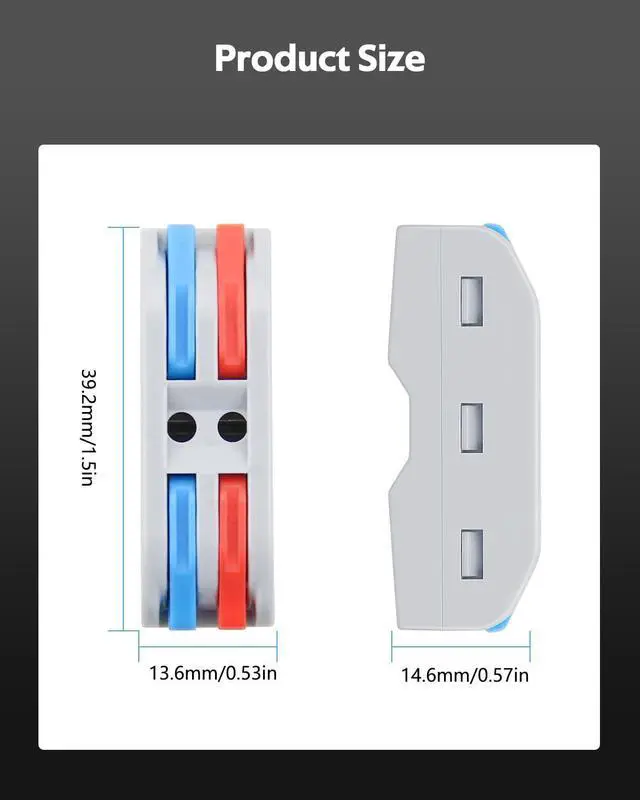 Alt view image 7 of 7 - KEHIPI 50pcs Electrical Connectors Push in Lever Nuts Quick Connect 2 Wire Splice Kit Compact Inline Terminals for Wire Splicing Project, 28-12 AWG, 2 in 2 Out