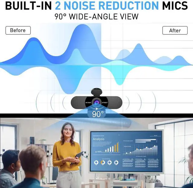Alt view image 5 of 7 - KEHIPI C960 Webcam with Tripod, 1080P Webcam with Microphone, Adjustable Height Mini Tripod, C960 Web Camera with Privacy Cover, Plug & Play with Stand for Zoom/Skype/YouTube/FaceTime