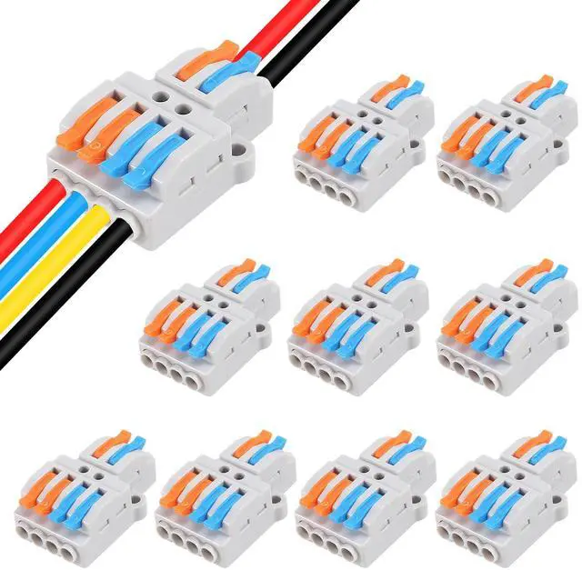 Main image of KEHIPI 10 Pcs Lever Nuts Wire Connectors 2 in 4 OutQuick Wiring Cable Connector Push-in Conductor Terminal Block Quick Terminal Blocks Lever Nut Assortment Connectors (2 in 4 Out)