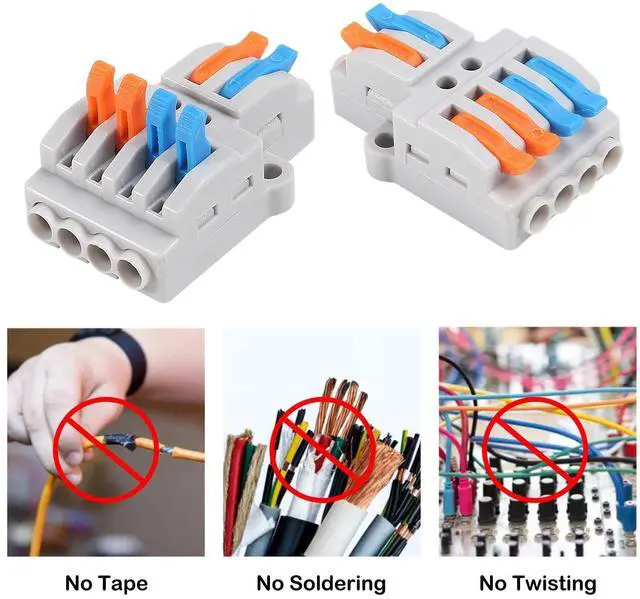 Alt view image 6 of 7 - KEHIPI 10 Pcs Lever Nuts Wire Connectors 2 in 4 OutQuick Wiring Cable Connector Push-in Conductor Terminal Block Quick Terminal Blocks Lever Nut Assortment Connectors (2 in 4 Out)
