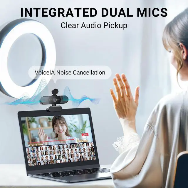 Alt view image 5 of 7 - KEHIPI 2024 Upgraded C960 Webcam for PC, Autofocus, 1080P HD, 73° View Angle, Computer Camera w/Privacy Cover and Microphone, Plug and Play USB Webcam for Video Calling/Zoom/Teams/Google Meet