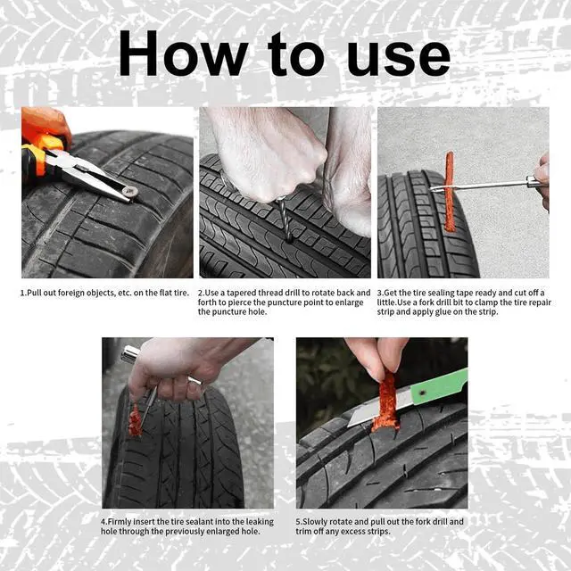 Alt view image 3 of 7 - KEHIPI Tire Plug Repair Kit with 12V DC Tire Inflator, Tire Patch Tool Set Includes Spiral Probe Tool, Insertion Tool, 3 Repair Plugs, and Tire Repair Glue for Cars and Motorcycles (yellow pump)