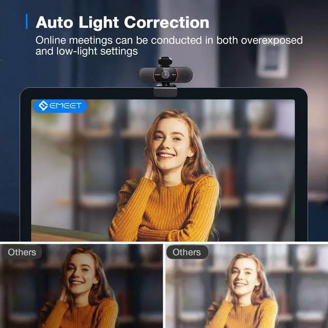 Alt view image 6 of 7 - KEHIPI C960 4K Webcam with Tripod, 4K UHD Sony Sensor, 3 Adjustable Height Mini Tripod w/Privacy Cover, PDAF Auto Focus, Dual Noise-Cancelling Mics, Auto Light Correction, Perfect for Online Meetings
