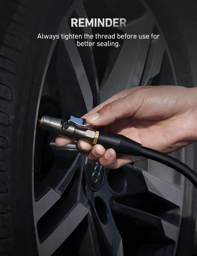 Alt view image 5 of 7 - KEHIPI Air Chuck, No Air Leakage Double Jaws Lock on Tire Chuck, Close Flow Heavy Duty Brass and Stainless Steel Air Chuck with Clips for Inflator Gauge Compressor Accessories, Black