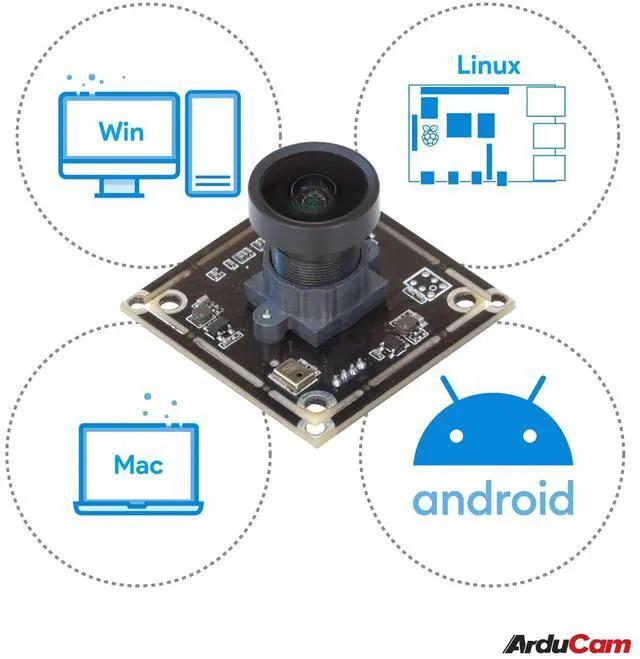 Alt view image 6 of 6 - KEHIPI 8MP IMX179 USB Camera Module, Wide Angle Lightburn Webcam with 115°(H) M12 Lens, Single Microphone for Windows, Linux, Android, and Mac OS