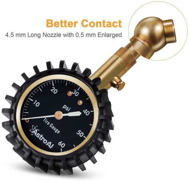 Alt view image 5 of 7 - KEHIPI Tire Pressure Gauge 0-60 PSI, Large 2" Easy Read Glow Dial Tire Gauge, Certified ANSI B40.1 Accurate, Compatible for Bicycle, Car, SUV, Truck & Motorcycle