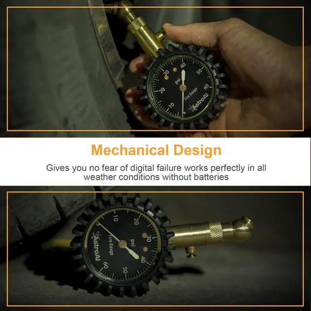 Alt view image 7 of 7 - KEHIPI Tire Pressure Gauge 0-60 PSI, Large 2" Easy Read Glow Dial Tire Gauge, Certified ANSI B40.1 Accurate, Compatible for Bicycle, Car, SUV, Truck & Motorcycle