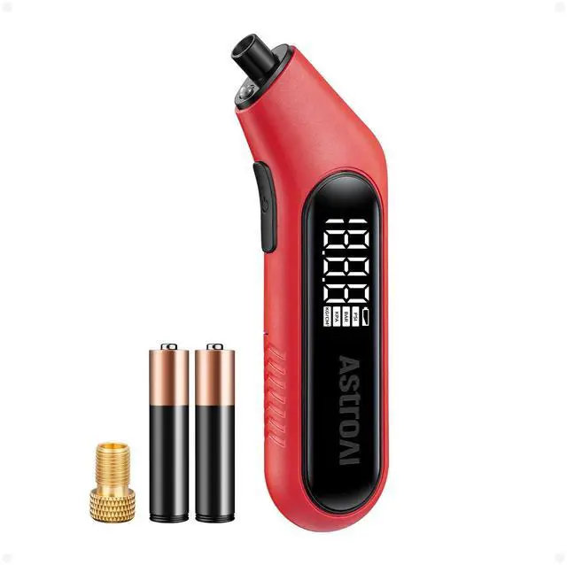 Main image of KEHIPI Digital Tire Pressure Gauge 300PSI Large Screen with Backlight and Flashlight, ANSI 2A High Accuracy, Compatible with Schrader Valves, 4 Units, Presta Valve Adapter Included (Red)