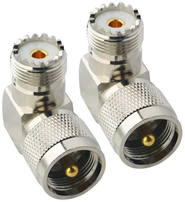 Main image of KEHIPI UHF Connector Right Angle Coax Connector UHF Male Plug PL259 to UHF Female Jack SO239 90 Degree L Shape Low Loss Coax Cable Connector RF Antenna Adapter Pack of 2