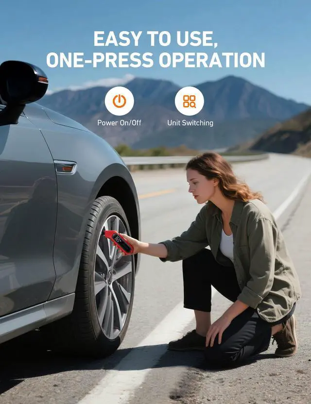 Alt view image 5 of 7 - KEHIPI Digital Tire Pressure Gauge 300PSI Large Screen with Backlight and Flashlight, ANSI 2A High Accuracy, Compatible with Schrader Valves, 4 Units, Presta Valve Adapter Included (Red)