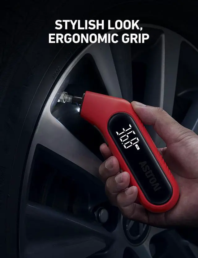 Alt view image 7 of 7 - KEHIPI Digital Tire Pressure Gauge 300PSI Large Screen with Backlight and Flashlight, ANSI 2A High Accuracy, Compatible with Schrader Valves, 4 Units, Presta Valve Adapter Included (Red)
