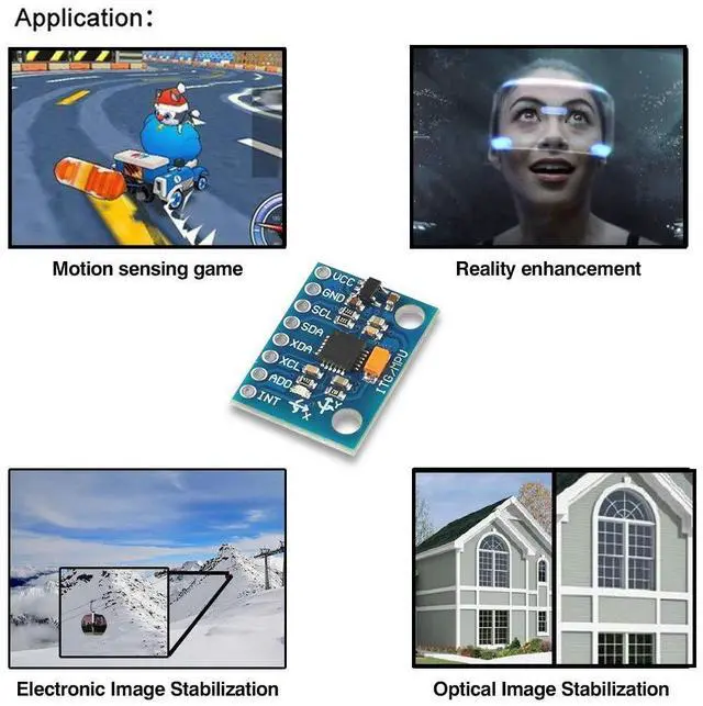 Alt view image 7 of 7 - KEHIPI 5 Pcs GY-521 MPU-6050 MPU6050 Module,6 DOF MPU-6050 3 Axis Accelerometer Gyroscope Sensor Module 16Bit AD Converter Data Output IIC I2C DIY Kit for Arduino (5PCS)