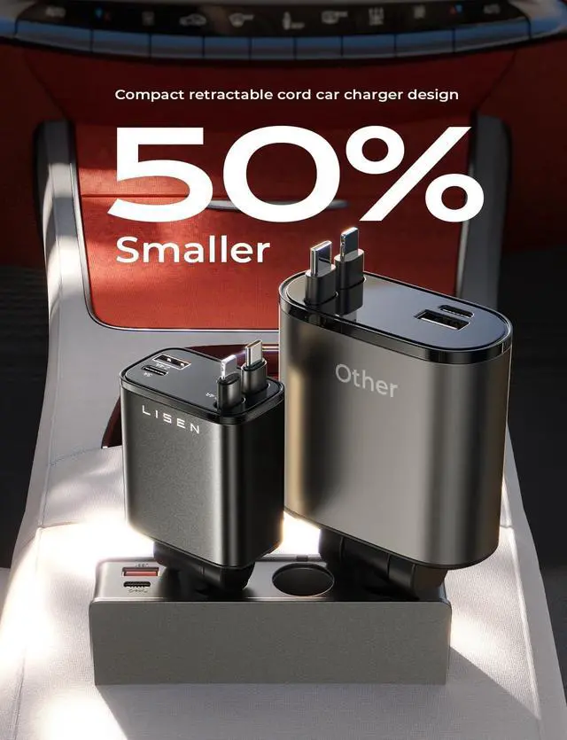 Alt view image 6 of 7 - KEHIPIRetractable Car Charger, for iPhone 17 Pro Max Air 16 15 14 13 12 Airpods, iPad, Samsung pixel 10 Pro Max Tablet Watch Galaxy Z Fold 7, Sale Prime for Day Deals Today 2025, Clearance Electronics