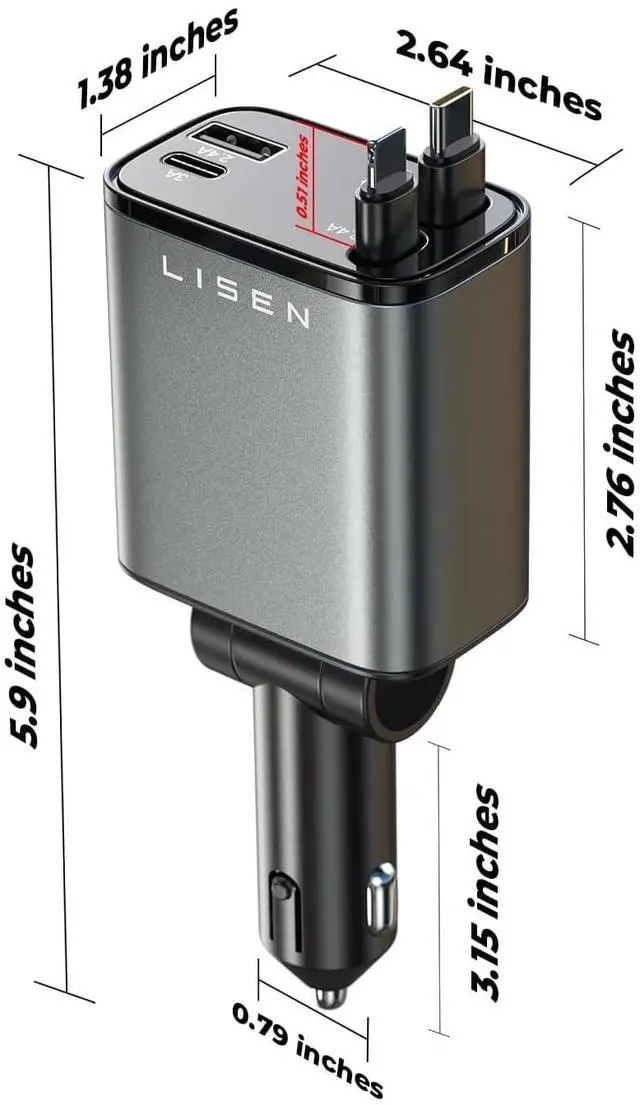 Alt view image 7 of 7 - KEHIPIRetractable Car Charger, for iPhone 17 Pro Max Air 16 15 14 13 12 Airpods, iPad, Samsung pixel 10 Pro Max Tablet Watch Galaxy Z Fold 7, Sale Prime for Day Deals Today 2025, Clearance Electronics