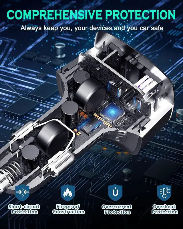 Alt view image 2 of 7 - KEHIPI USB C Car Charger 95W, 3-Port PD 65W PPS 55W QC3.0 30W Fast Car Charger for iPhone 14/13/12/11 Pro Max, Samsung Galaxy, Google Pixel, MacBook/Laptop/iPad, Cigarette Lighter Adapter with Type-C