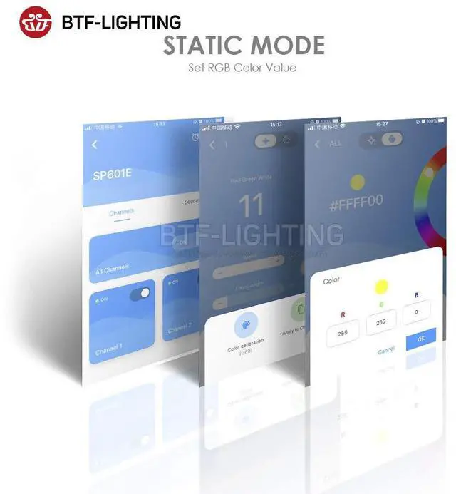 Alt view image 5 of 7 - KEHIPI WS2812B WS2811 1903 Built-in Mic Music SP601E Bluetooth Controller with Dual Signal Output Ports for LED Module Pixel Strip Light Andriod iOS APP /3 Keys Button/RF Remote Control