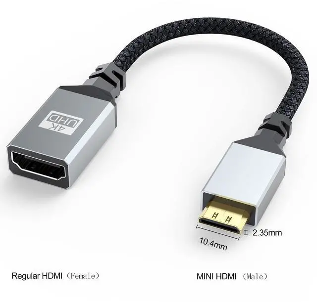 Alt view image 7 of 7 - KEHIPI Mini HDMI to HDMI Adapter, 4K@60Hz 3D 1080P 18Gbps Type C to A Adapter Cable, Mini HDMI Male to HDMI 2.0 Female Compatible for DSLR Camera Camcorder Raspberry Pi Zero/W Graphics Card Projector