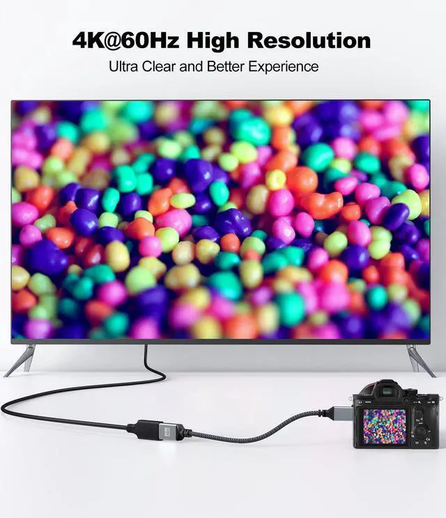 Alt view image 3 of 7 - KEHIPI Mini HDMI to HDMI Adapter, 4K@60Hz 3D 1080P 18Gbps Type C to A Adapter Cable, Mini HDMI Male to HDMI 2.0 Female Compatible for DSLR Camera Camcorder Raspberry Pi Zero/W Graphics Card Projector