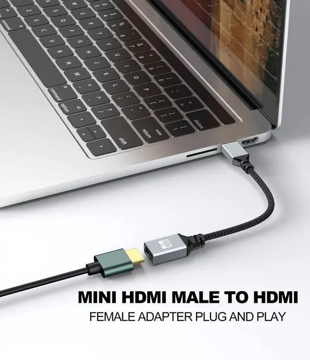 Alt view image 5 of 7 - KEHIPI Mini HDMI to HDMI Adapter, 4K@60Hz 3D 1080P 18Gbps Type C to A Adapter Cable, Mini HDMI Male to HDMI 2.0 Female Compatible for DSLR Camera Camcorder Raspberry Pi Zero/W Graphics Card Projector