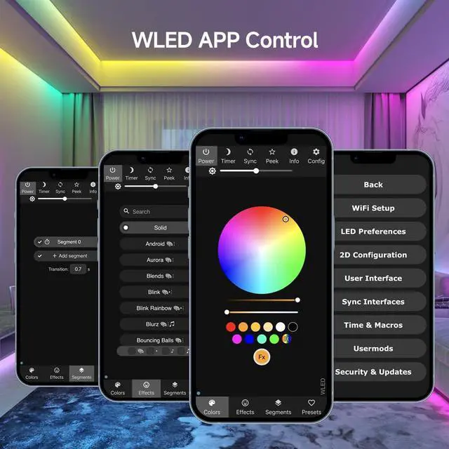 Alt view image 5 of 7 - KEHIPI ESP-32 WLED WiFi Controller SP803E Music Mic DIY Dynamic Modes UART USB Type-C Download for WS2811,WS2812,SK6812,WS2814,WS2815 Addressable LED Strip/Panel,PWM 3CH Control(No Adapter/LED)